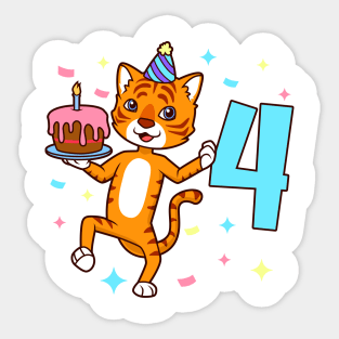 I am 4 with tiger - boy birthday 4 years old Sticker